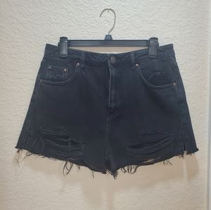 Topshop black moto shorts, size 32.